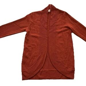 J.Crew Women’s M Rust 100% Cashmere Open Front Cardigan Sweater Shawl Collar